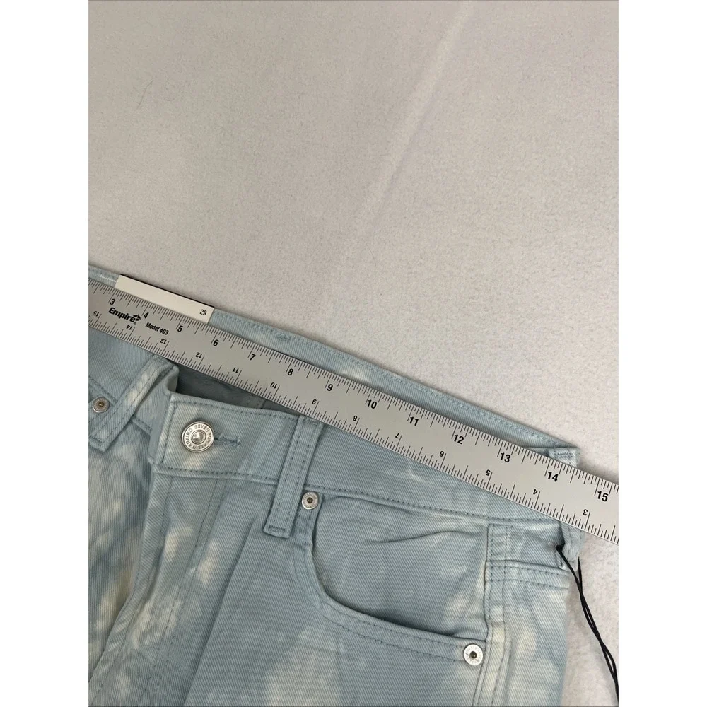 7 For All Mankind High Waisted Cropped Straight Jeans Tie Dye Blue 29 7U305495